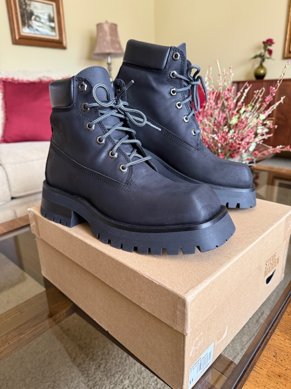 Steve Madden STOMPER Women’s Black Leather Platform Urban Boot Size EUR41 - Picture 6 of 17